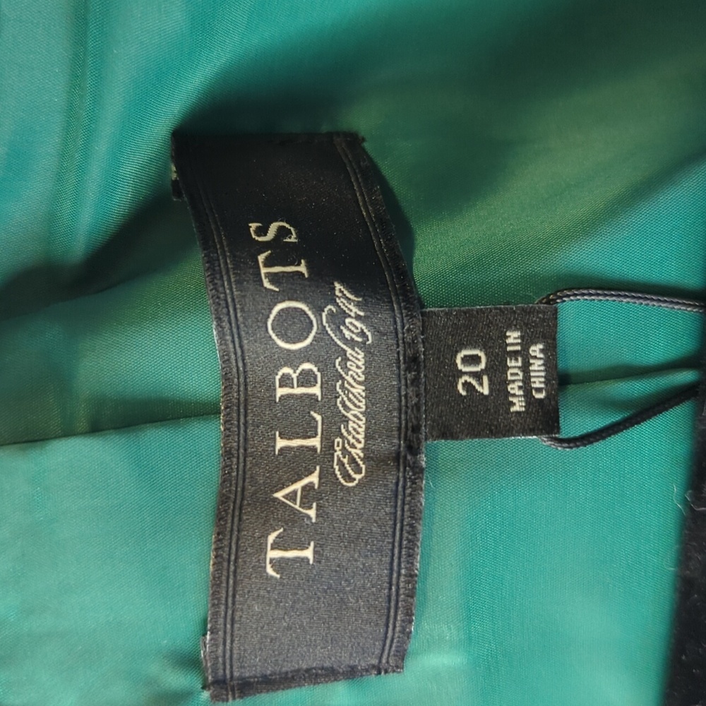 Talbots Emerald Green Cotton Silk Blazer Jacket Women's Size 20 NWT - Picture 5 of 11